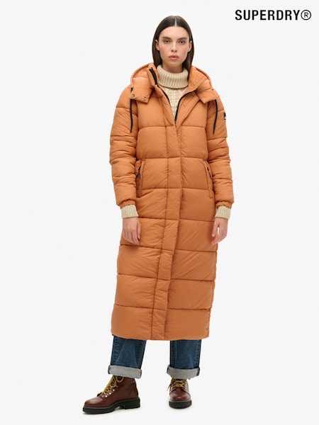Superdry Orange 100% Cotton Ripstop Longline Puffer Jacket (AP4668) | €197