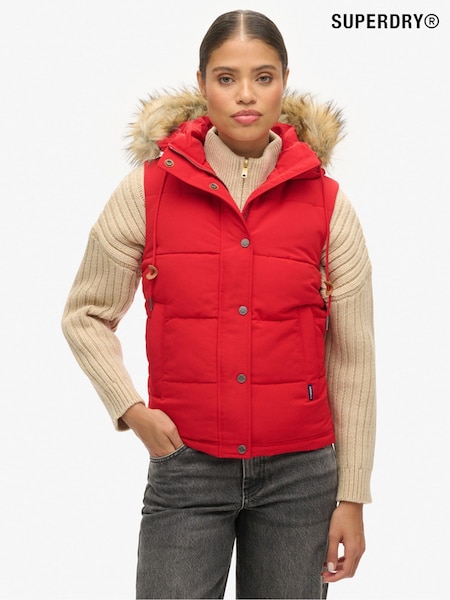 Superdry Red Everest Faux Fur Puffer 100% Cotton Gilet (AP4672) | €72