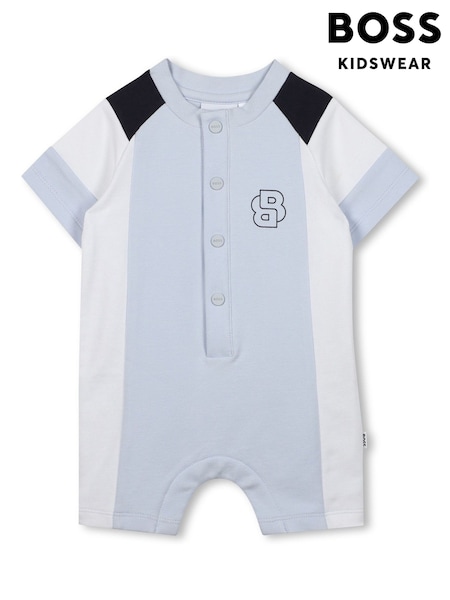 BOSS Blue Baby Logo Short Sleeve Button Through Romper (AP4726) | CA$168