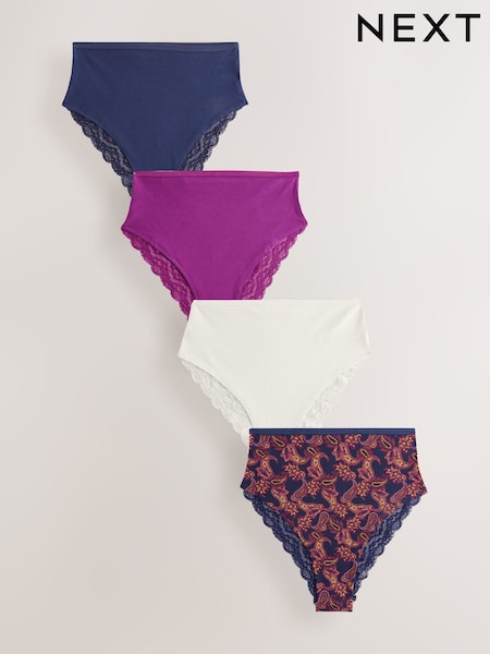 Laivastonsininen Paisley-kuvio - Pitsihousujen 4 pakkaus (AP4998) | €25