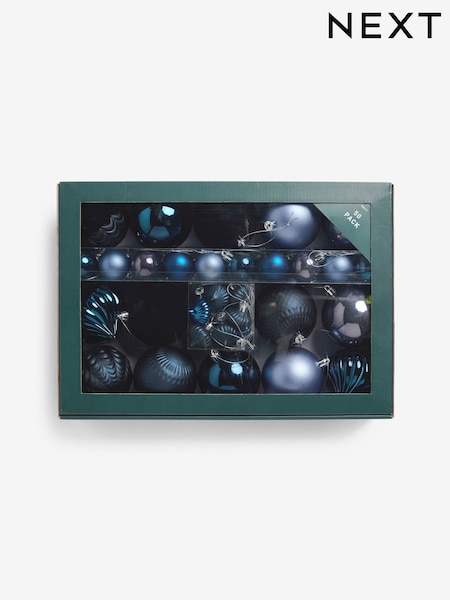 50 Pack Navy Blue Shatterproof Christmas Baubles (AP5103) | €18