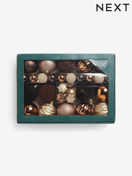 50 Pack Copper Chocolate Shatterproof Christmas Baubles (AP5107) | €18