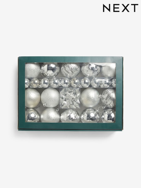 50 Pack Silver Shatterproof Christmas Baubles (AP5110) | €18