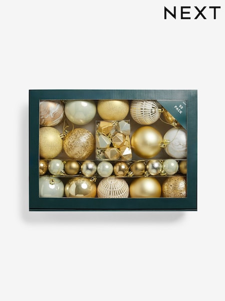 50 Pack Champagne Gold Shatterproof Christmas Baubles (AP5113) | €18