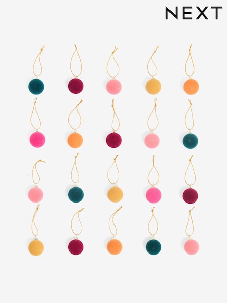 20 Pack Multi Brights Mini Flocked Baubles (AP5116) | €6