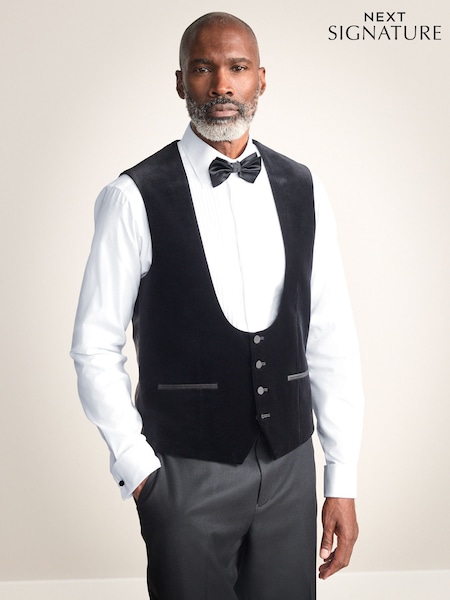 Black Signature Pontoglio Italian Velvet Waistcoat (AP5142) | €106