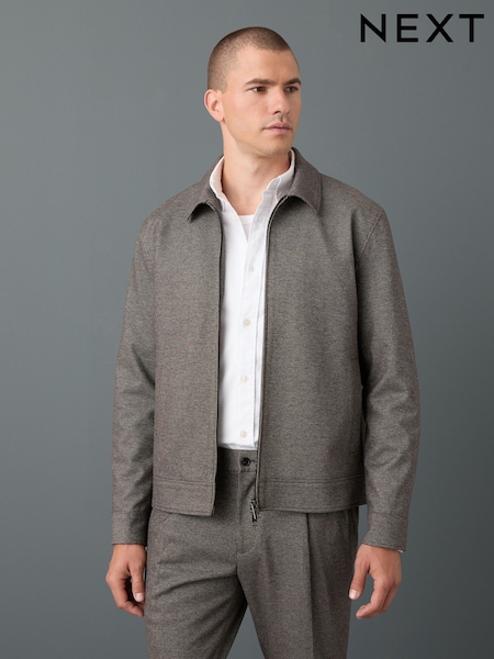 Brown Smart Textured Jersey Jacket With Stretch (AP5152) | €78