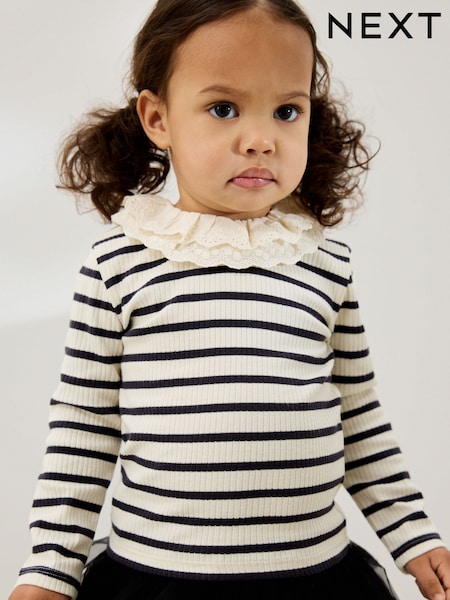 Črno-bele črte - Long Sleeve Collar Top (3mths-7yrs) (AP5315) | € 8 - € 11