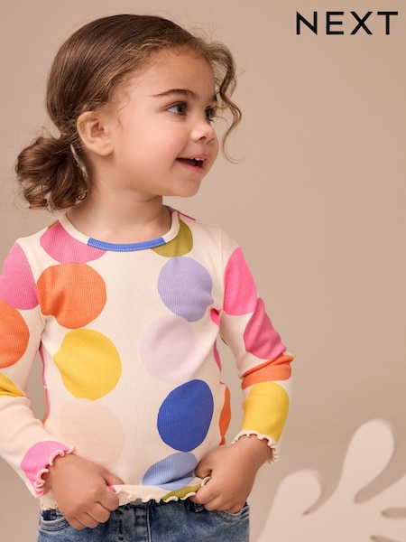 Rainbow Spot Rib Long Sleeve T-Shirt (3mths-7yrs) (AP5316) | €7 - €8.50
