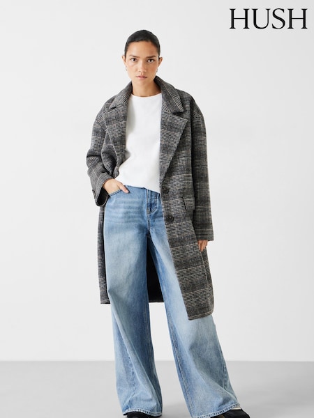 Hush Nell Relaxed Wool Blend Check Coat (AP5433) | 605 LEI