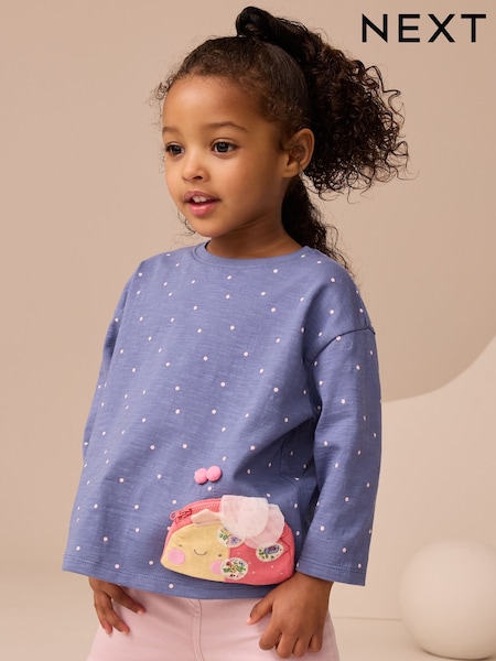 Navy Spot Ladybird Long Sleeve Bag T-Shirt (3mths-7yrs) (AP5481) | €13 - €15