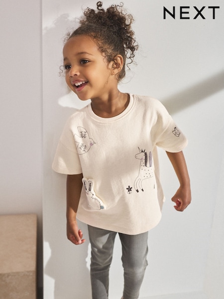 Ecru Unicorn Short Sleeve T Shirt (3mths-7yrs) (AP5482) | €10 - €13
