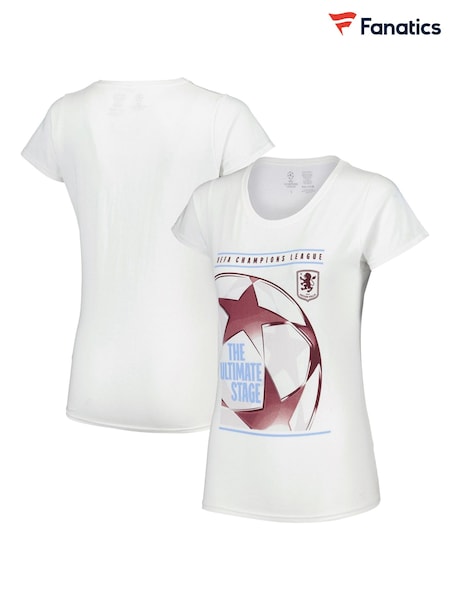 Fanatics Womens Aston Villa UEFA Champions League 100% Cotton White T-Shirt (AP5514) | €16