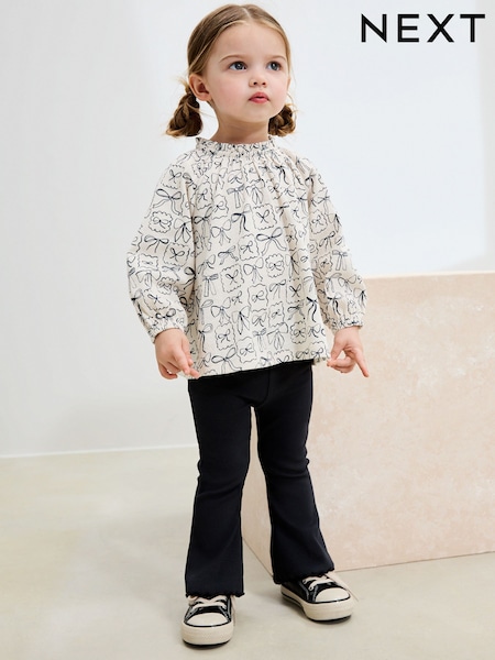 Black/White Bows Long Sleeve Blouse and Leggings Set (3mths-7yrs) (AP5624) | AED61 - AED81