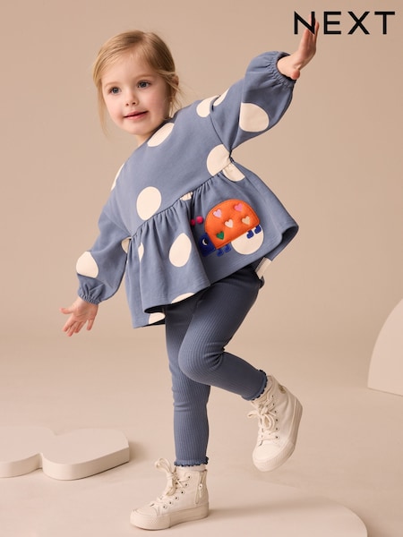 Navy Ladybird Long Sleeve Peplum Top and Leggings Set (3mths-7yrs) (AP5628) | €18 - €24