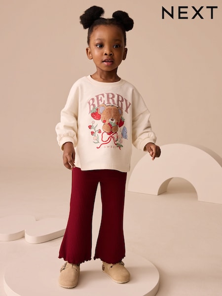 Berry Red Bear Character Long Sleeve Top and Flare Set (3mths-7yrs) (AP5633) | €13 - €17.50