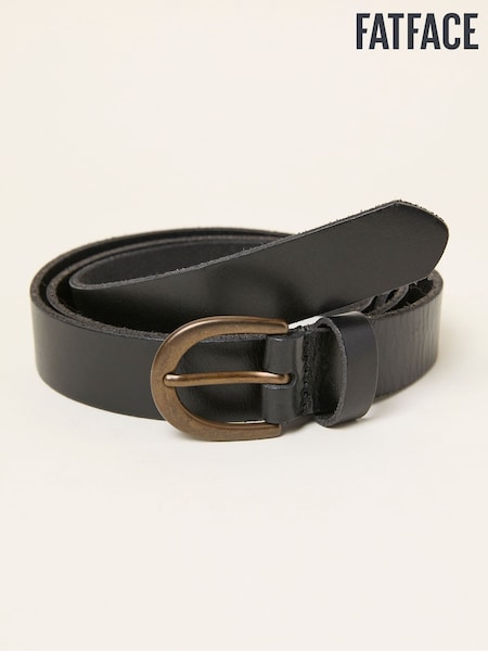 FatFace Black Heart Stud Detail Leather Belt (AP5656) | R$ 245