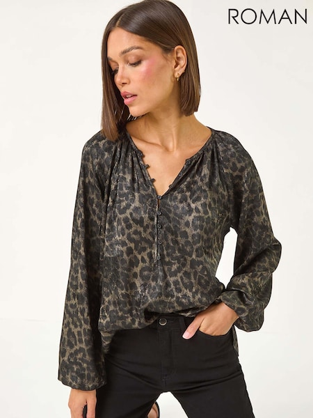 Roman Black Animal Print Shimmer Blouse (AP5722) | €60