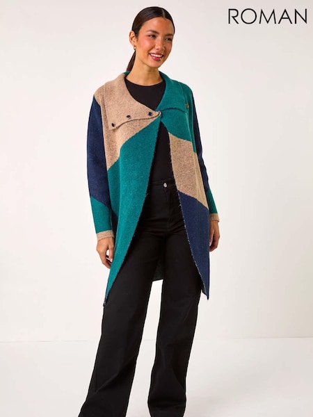Roman Green Colourblock Button Collar Knit Cardigan (AP5724) | €74