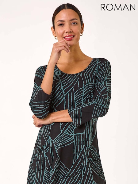 Roman Green Abstract Print Pocket Detail Tunic (AP5747) | 2,403 UAH