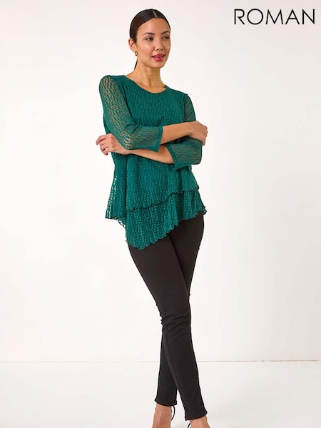 Verde - Roman Burnout Spot Print Asymmetric Top (AP5751) | 313 LEI