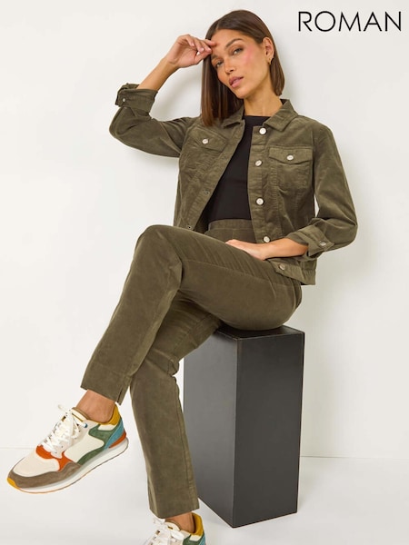Vihreä - Roman Corduroy Straight Stretch Jeans Trousers (AP5769) | €63