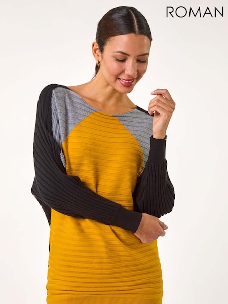 Roman Yellow Colour Block Knit Jumper (AP5778) | €58