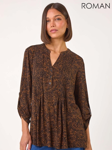 Roman Floral Print Paisley Pintuck Blouses (AP5789) | ‏264‏₪