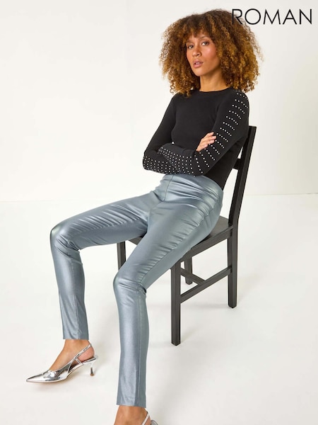 Roman Metallic Coated Bengaline Stretch Trousers (AP5794) | €51