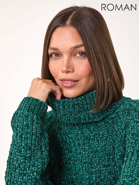 Roman Green Cowl Neck Chenille Knit Jumper (AP5801) | €51