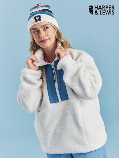 Harper & Lewis Cream Cream Iris Quarter Zip Sherpa Fleece (AP5823) | €107