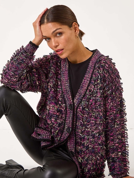 Roman Purple Loop Knit Button Cardigan (AP5862) | €60