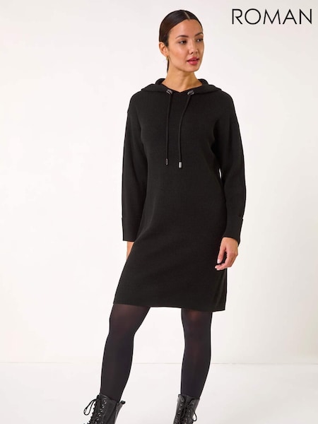 Roman Black Hooded Knit Dress (AP5878) | AZN 154