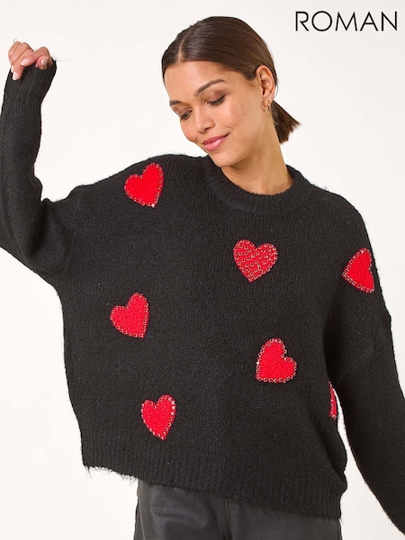Roman Black Heart Detail Knit Jumper (AP5884) | €60