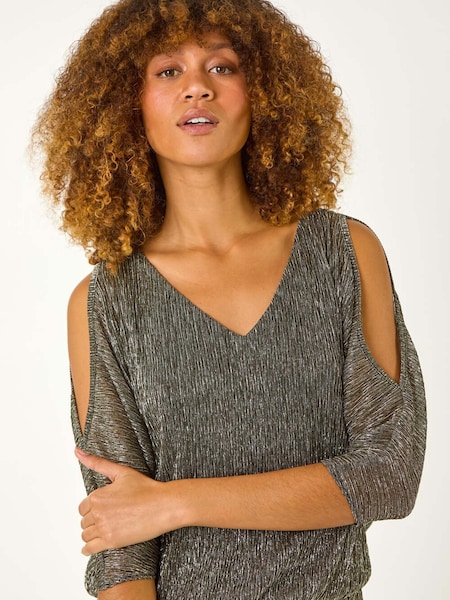 Roman Metallic Plisse Banded Hem Top (AP5888) | €51