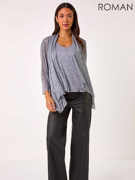 Metallivärit - Roman Plisse Spot Printti; kuvio Metallivärit Foil Kimono (AP5921) | €66