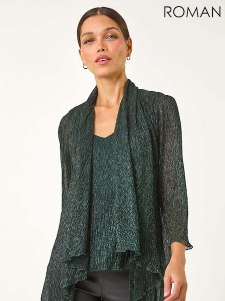 Vihreä - Roman Plisse Spot Printti; kuvio Metallivärit Foil Kimono (AP5929) | €66