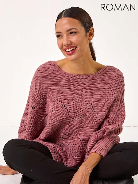 Roman Pointelle Detail Knit Poncho (AP5944) | €67