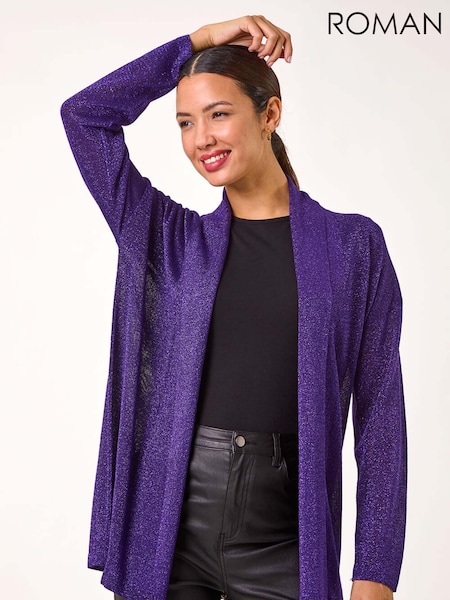 Пурпурный - Roman Shimmer Longline Knit Cardigan (AP5981) | €48