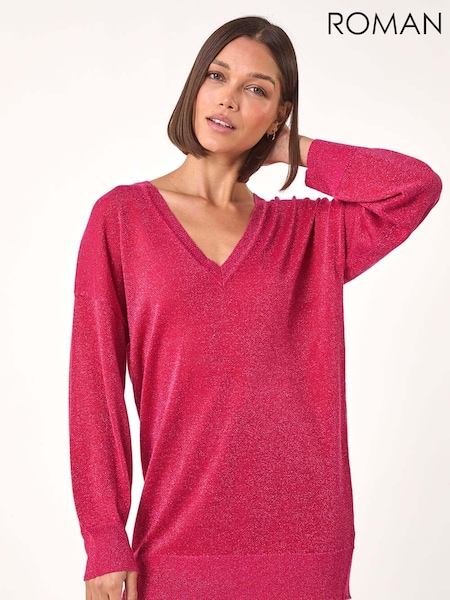 Vaaleanpunainen - Roman Relaxed Shimmer Jumper (AP5985) | €63