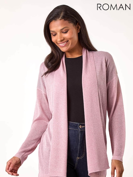 Vaaleanpunainen - Roman Shimmer Longline Knit Cardigan (AP5993) | €57