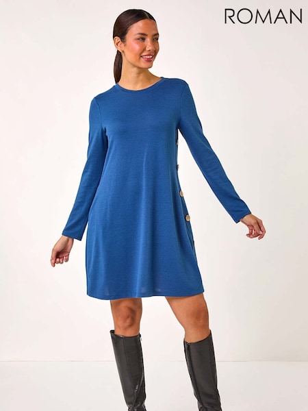 Roman Blue Side Button Detail Shift Dress (AP5997) | €58