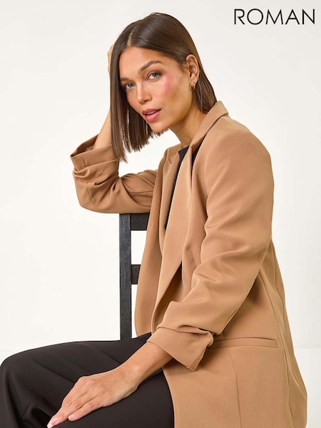 Luonnollinen - Roman Tailored Ruched Sleeve Stretch Jacket (AP6012) | €87