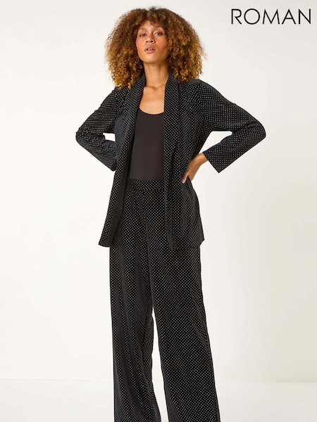 Roman Black Studded Velvet Tie Waist Jacket (AP6038) | 322 QAR