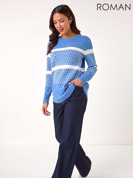 Roman Blue Striped Knitted Jumper (AP6052) | AED328