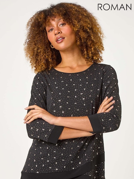 Roman Metallic Spot Foil Contrast Band Top (AP6058) | €53