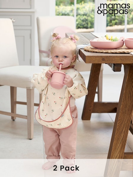 Mamas & Papas Berry Picnic 2 Pack Long Sleeve Messy Bib (AP6084) | €39