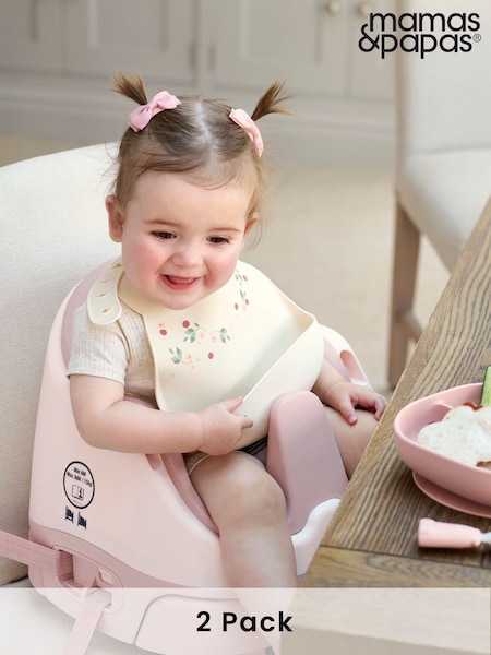 Mamas & Papas 2 Pack Floral Berry Silicone Bibs (AP6103) | €24.50