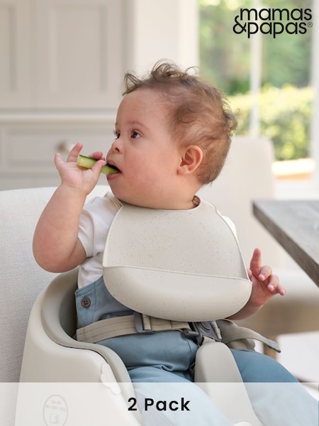 Mamas & Papas 2 Pack Neutral Speckle Silicone Bibs (AP6104) | €24.50