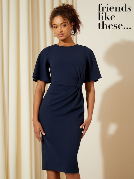 Marin - Friends Like These Flutter Sleeve Knot Waist Detail Midi Tailored Dress (AP6111) | kr930